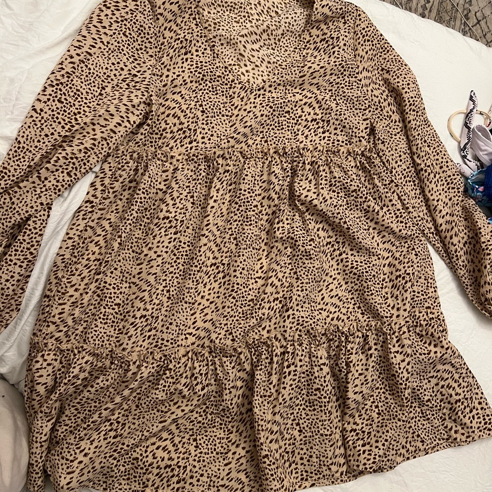 Leopard Print Long Sleeve Dress
